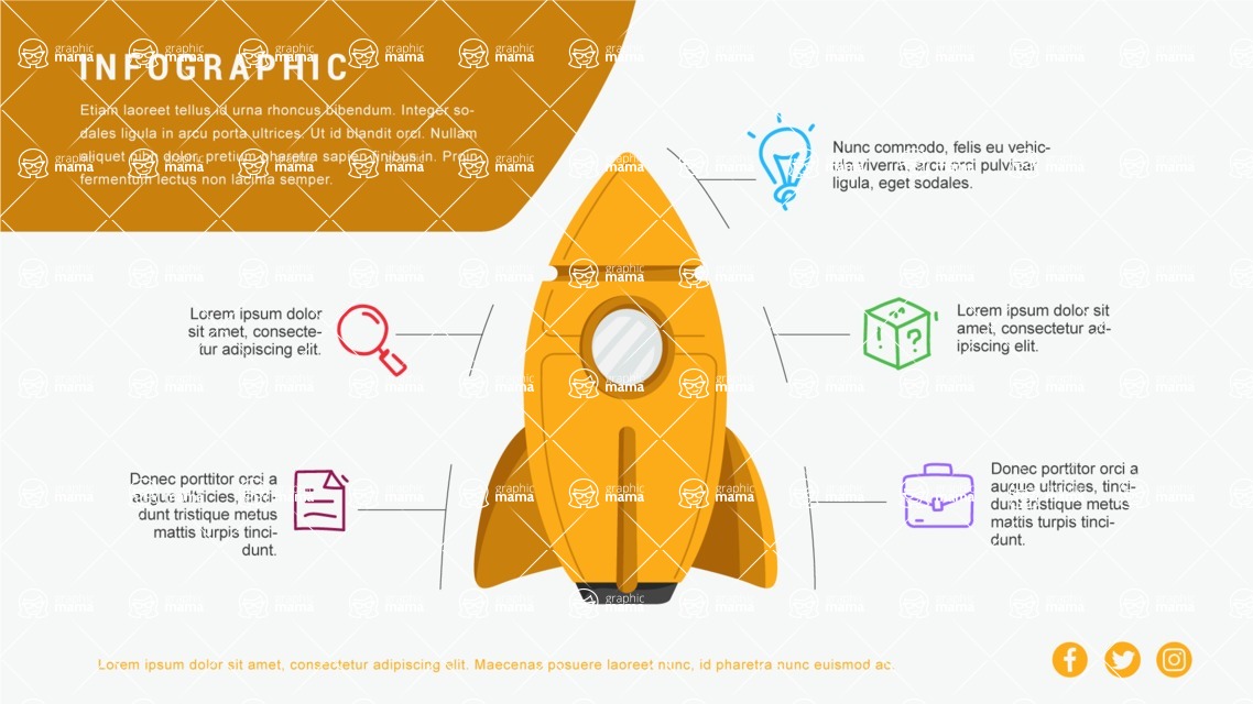 Infographic Templates Collection - Vector, Photoshop, PowerPoint, Google Slides - Startup Infographic Template with Rocket